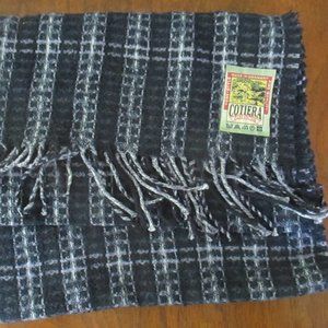 Cotiera Cotton Scarf Made in Germany Blue and Gray Plaid Unisex Like New